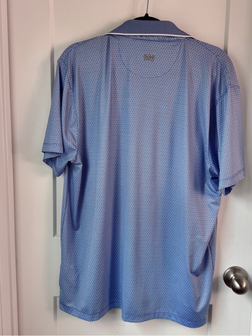 Hickey Freeman Golf Polo Shirt Men’s Large Blue Geometric Performance - Picture 4 of 7